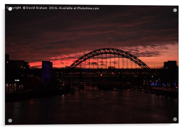 Tyne Bridge at sunset Acrylic by David Graham