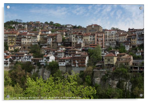 Veliko Tarnovo old town, Bulgaria.  Acrylic by Steve Whitham