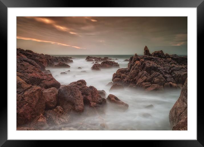 Jagged Rotherslade rocks Framed Mounted Print by Leighton Collins