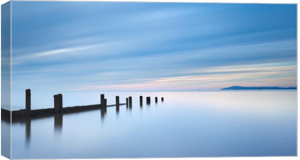 Groynes at Sunset on Fleetwood Beach Lancashire Canvas Print by Colin Jarvis