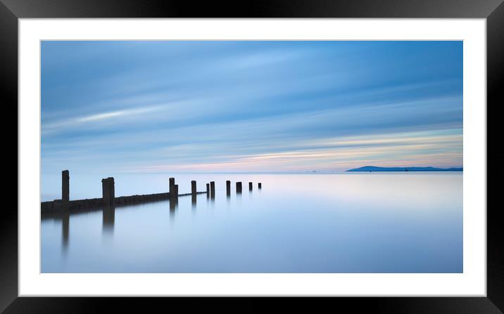 Groynes at Sunset on Fleetwood Beach Lancashire Framed Mounted Print by Colin Jarvis