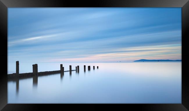 Groynes at Sunset on Fleetwood Beach Lancashire Framed Print by Colin Jarvis