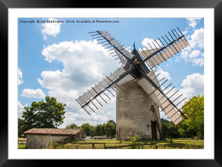 Windmill at Le Mayne Framed Mounted Print by sue boddington