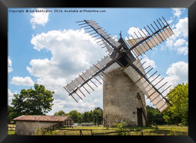 Windmill at Le Mayne Framed Print by sue boddington