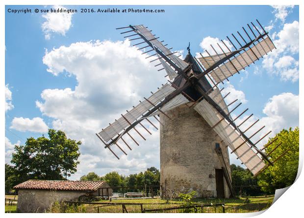 Windmill at Le Mayne Print by sue boddington