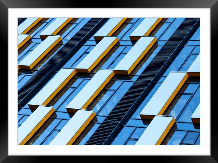 Abstract blocks in yellow and white Framed Mounted Print by Colin Jarvis