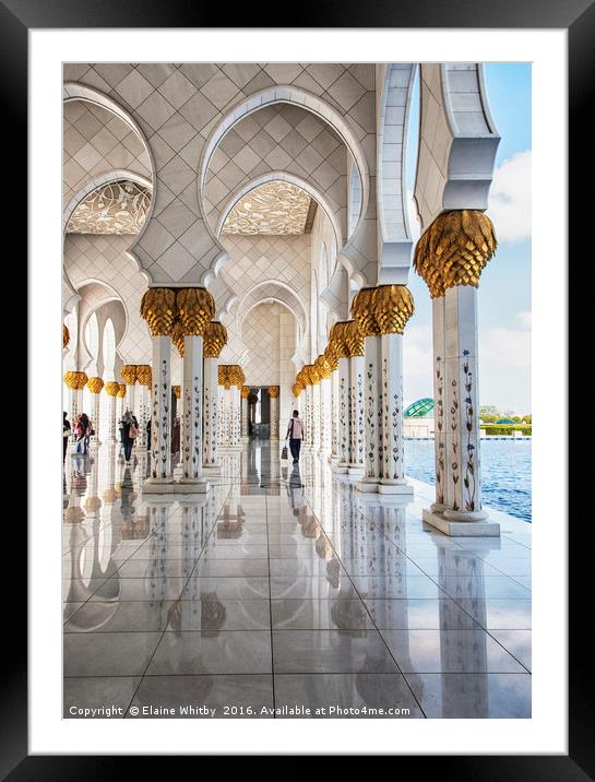Golden Mosque at Abu Dhabi  Framed Mounted Print by Elaine Whitby