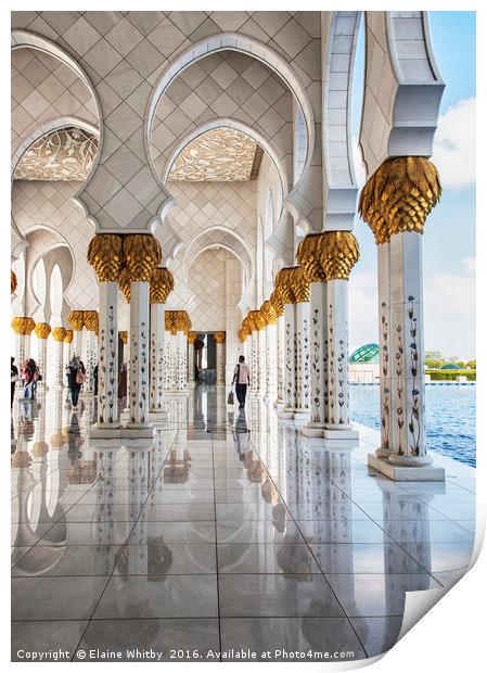 Golden Mosque at Abu Dhabi  Print by Elaine Whitby