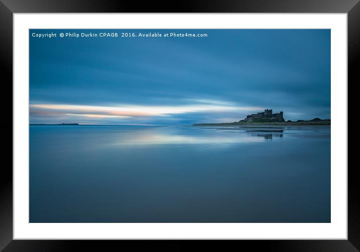 Bamburgh Castle At Dusk Framed Mounted Print by Phil Durkin DPAGB BPE4