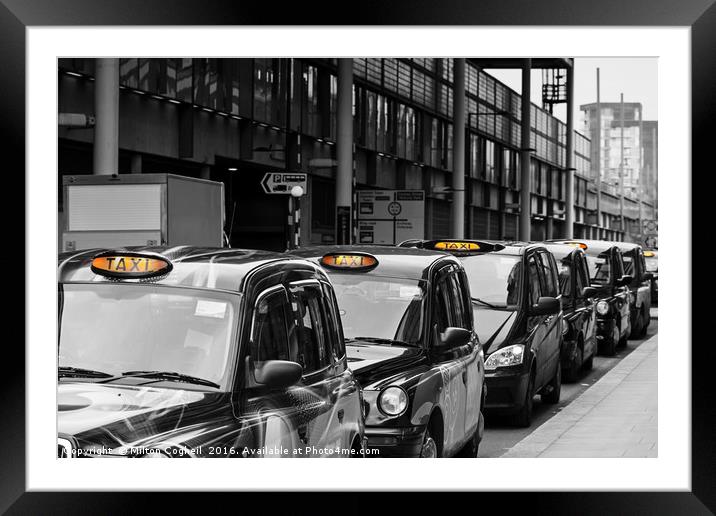 London Black Cabs Framed Mounted Print by Milton Cogheil