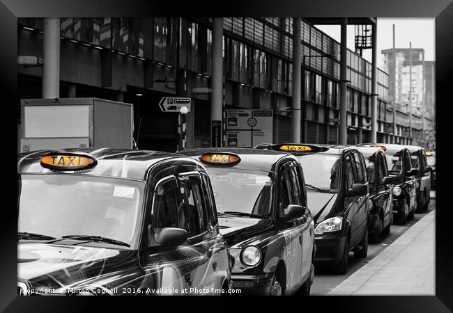 London Black Cabs Framed Print by Milton Cogheil