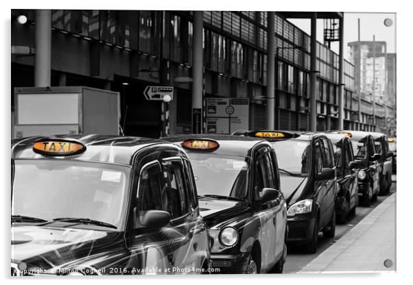 London Black Cabs Acrylic by Milton Cogheil