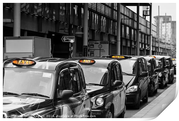 London Black Cabs Print by Milton Cogheil