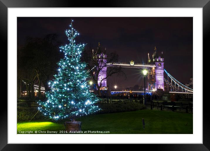 Tower Bridge at Christmas Framed Mounted Print by Chris Dorney