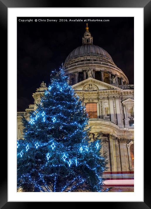 St. Pauls Cathedral at Christmas Framed Mounted Print by Chris Dorney