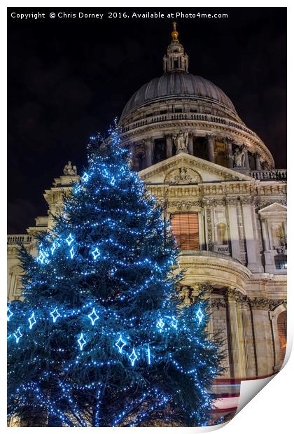 St. Pauls Cathedral at Christmas Print by Chris Dorney