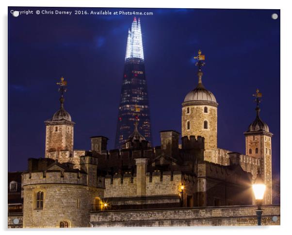 Shard and the Tower of London Acrylic by Chris Dorney