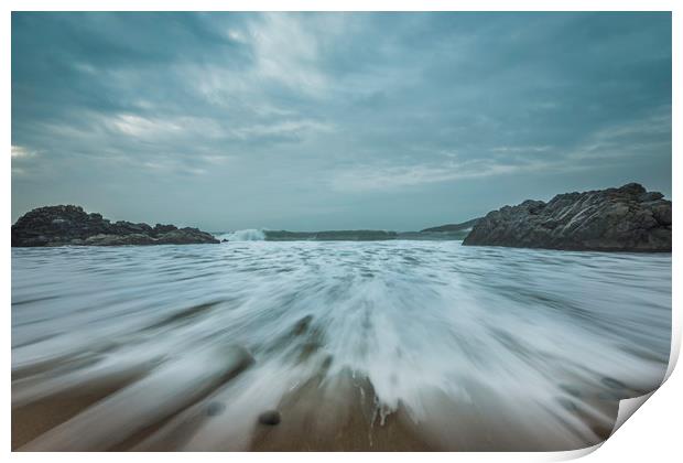 Wide angle at Rotherslade bay. Print by Bryn Morgan