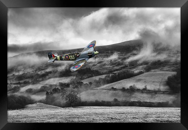 Spitfire Low Cloud Framed Print by J Biggadike
