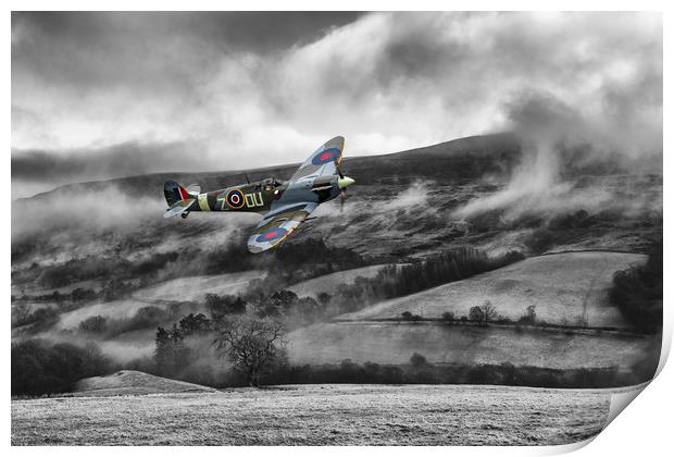 Spitfire Low Cloud Print by J Biggadike