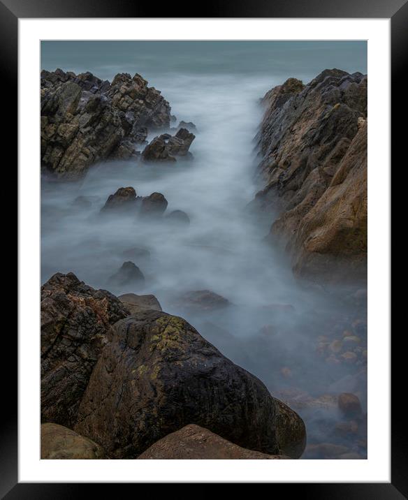 Misty water at Rotherslade bay. Framed Mounted Print by Bryn Morgan