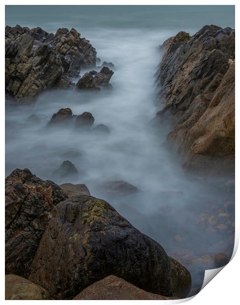 Misty water at Rotherslade bay. Print by Bryn Morgan