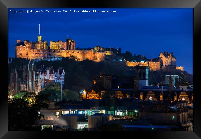 Edinburgh Castle at twilight Framed Print by Angus McComiskey