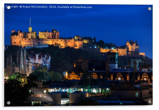 Edinburgh Castle at twilight Acrylic by Angus McComiskey
