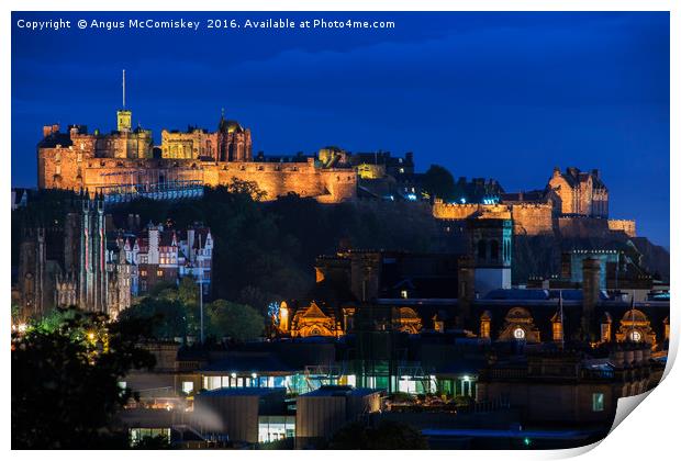 Edinburgh Castle at twilight Print by Angus McComiskey