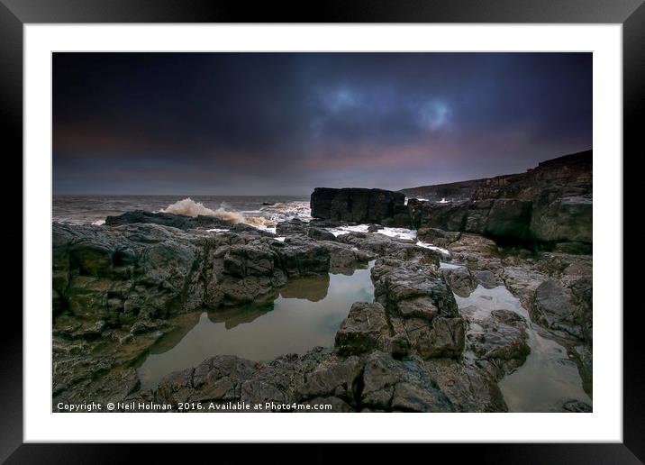 Rockpool, Ogmore by Sea Framed Mounted Print by Neil Holman