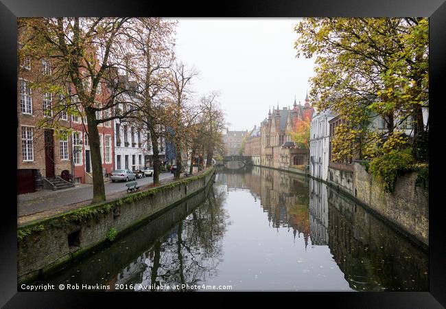 Brugge in the mist  Framed Print by Rob Hawkins