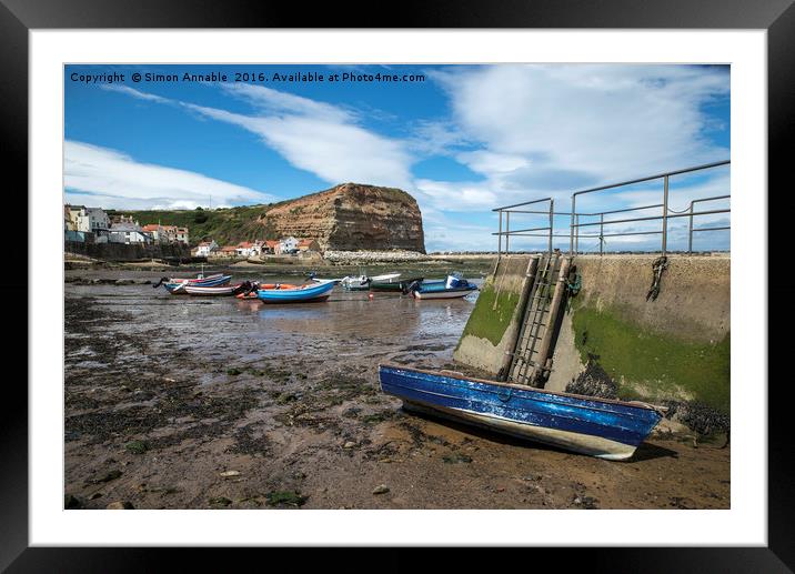 Staithes Harbour Framed Mounted Print by Simon Annable