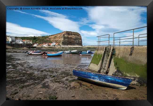 Staithes Harbour Framed Print by Simon Annable