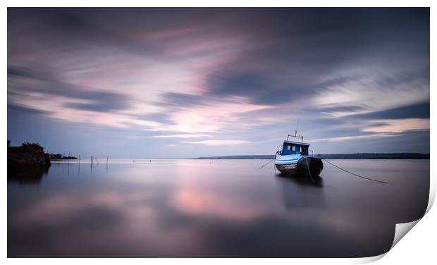 Loughor estuary boat Print by Leighton Collins