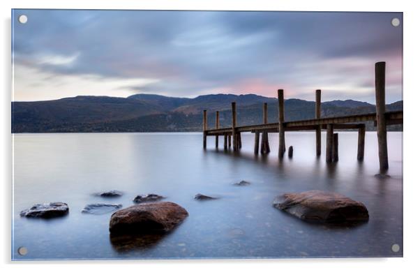 Jetty on Lake Coniston at sunset Acrylic by Colin Jarvis