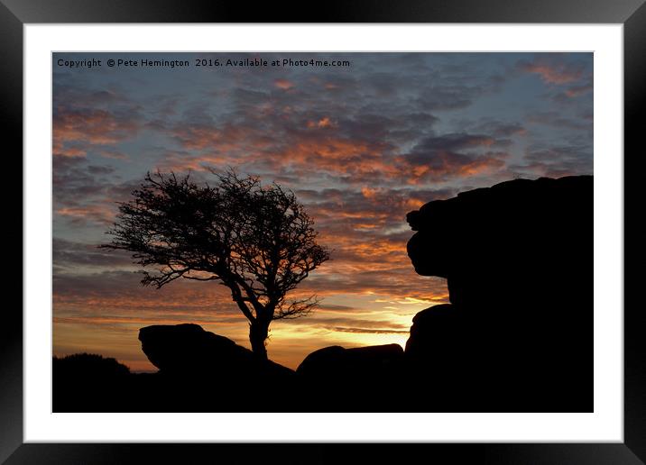 Holwell Tor and Lone tree on Dartmoor Framed Mounted Print by Pete Hemington