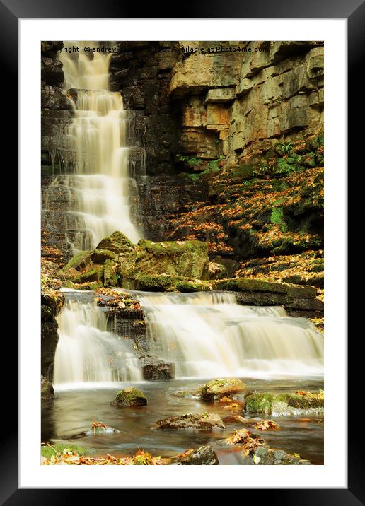 SLATE WATERFALL Framed Mounted Print by andrew saxton
