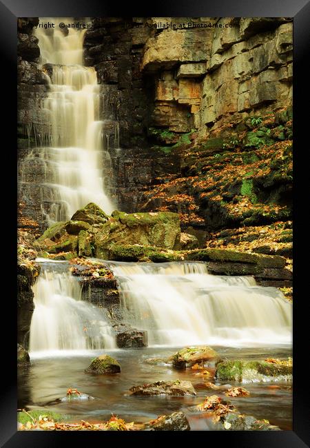 SLATE WATERFALL Framed Print by andrew saxton