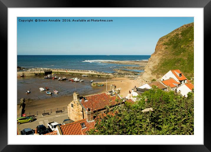Staithes Summer Seaside Framed Mounted Print by Simon Annable