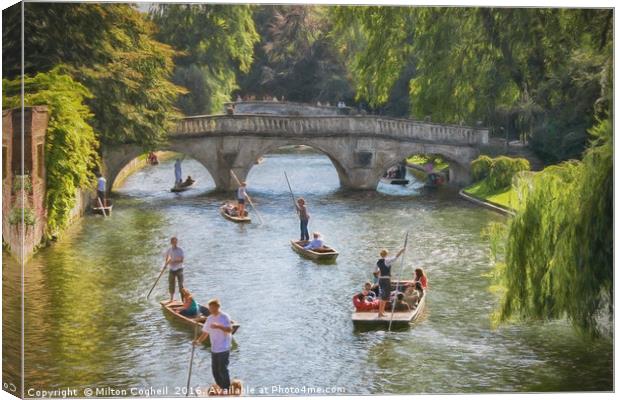 Punting in Cambridge Canvas Print by Milton Cogheil