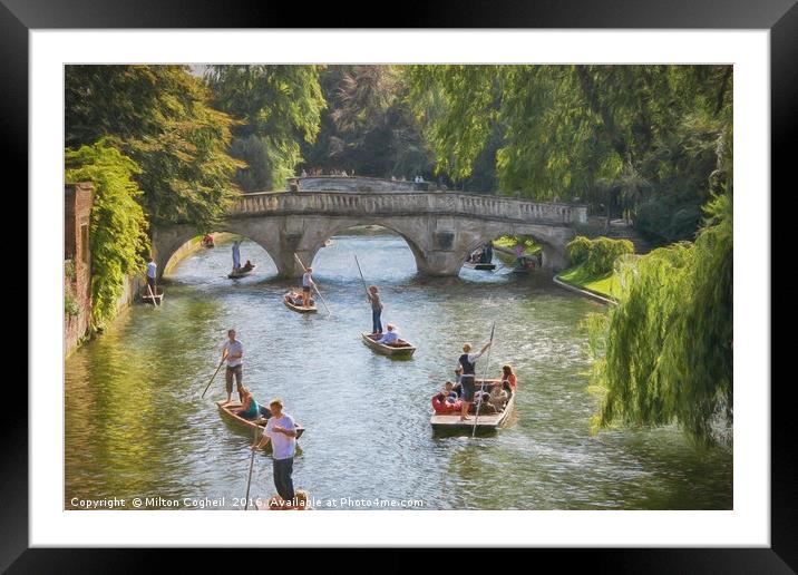 Punting in Cambridge Framed Mounted Print by Milton Cogheil