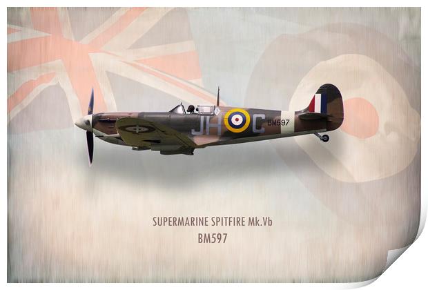 Supermarine Spitfire Mk Vb BM597 Print by J Biggadike