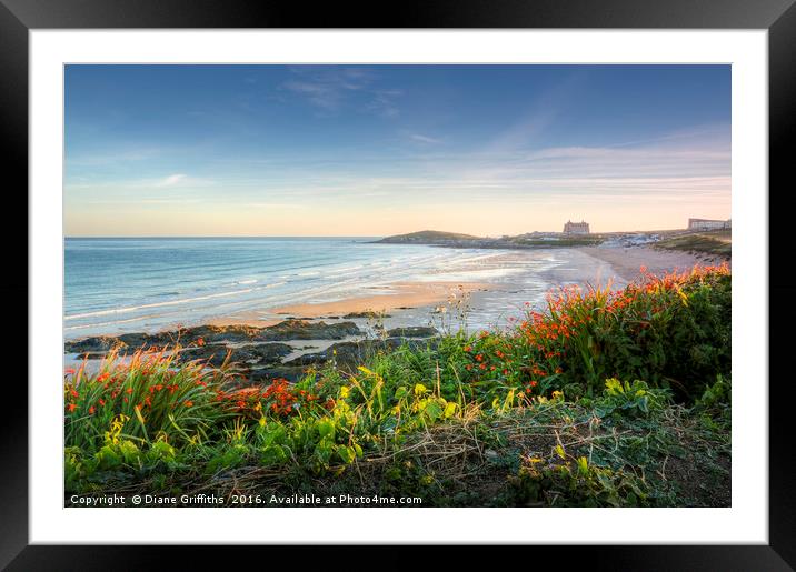 Fistral Beach during Sunrise Framed Mounted Print by Diane Griffiths