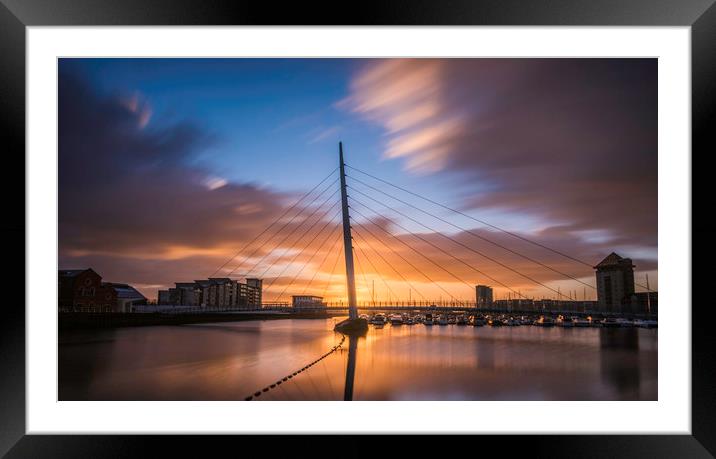 Swansea marina at sunrise with view of the Sail br Framed Mounted Print by Bryn Morgan