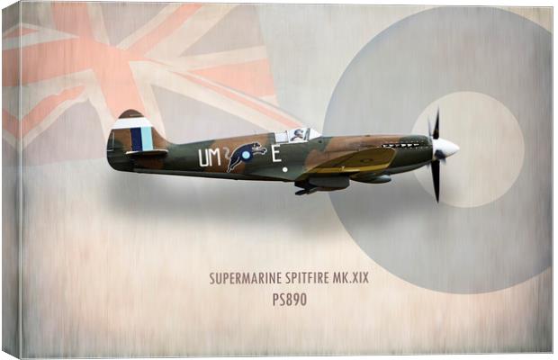 Supermarine Spitfire Mk XIX PS890 Canvas Print by J Biggadike