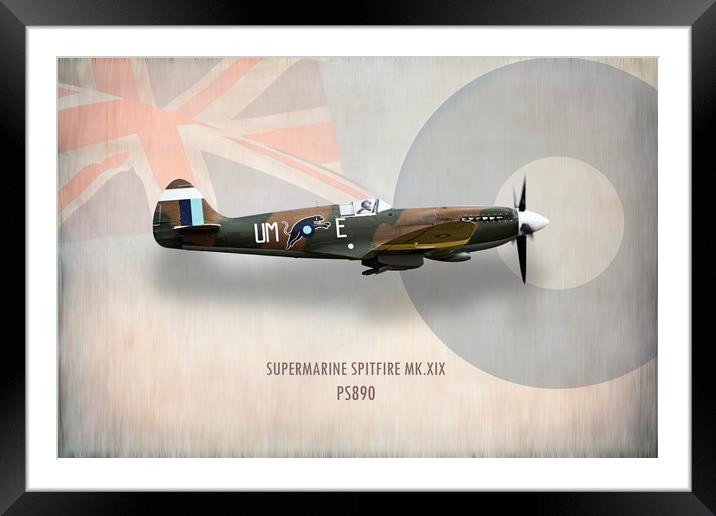 Supermarine Spitfire Mk XIX PS890 Framed Mounted Print by J Biggadike