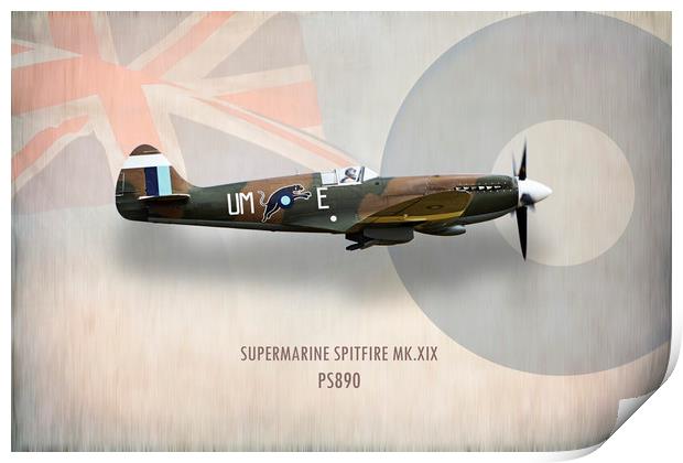 Supermarine Spitfire Mk XIX PS890 Print by J Biggadike
