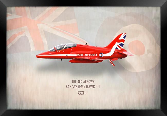 Red Arrows Hawk T1 XX311 Framed Print by J Biggadike