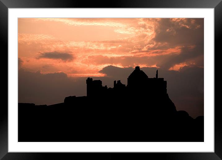 Dunluce Castle Silhouette Framed Mounted Print by Darren Smith