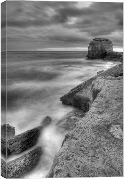 Portland Bill Seascape in Black and White HDR Canvas Print by Ian Middleton